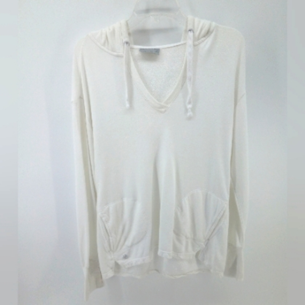 Athleta White Hoodie Pockets Thumb Holes M Athleisure Work Out